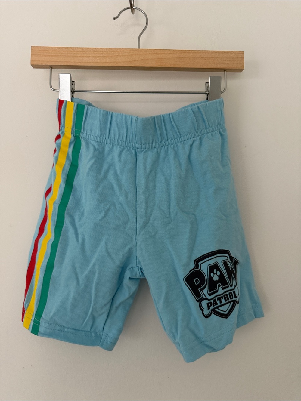 Paw Patrol Light Blue Kids Shorts Side Stripes Size 5 Years 100% Cotton